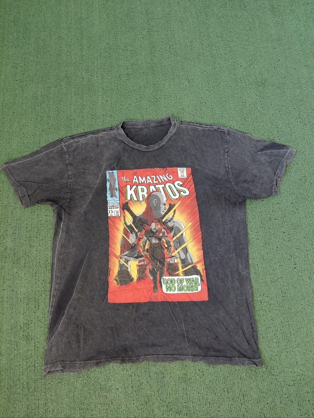 God Of War The Amazing Kratos Comic Theme Videogame Black T Shirt Sz XL